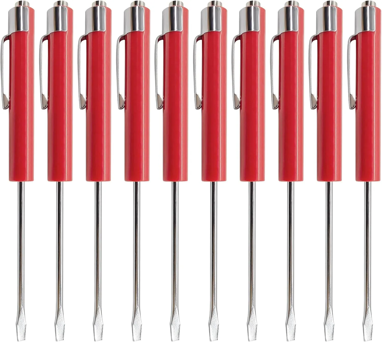 (10) TEN for Snap on Pocket Screwdriver, Flat Tip Screwdrivers, RED ~ Magnetic .NEW. R86855