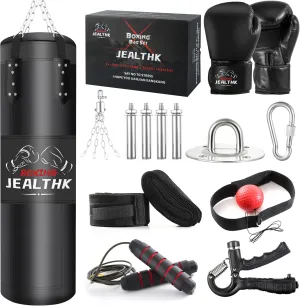 4FT High-Density Oxford Fabric Unfilled Punching Bag for Adults. Boxing Training Equipment with 12OZ Gloves for Boxing MMA Kickboxing Karate Muay Thai Home Gym Training