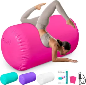 Air Roller Gymnastics Barrel Back Handspring Trainer Air Barrel Gymnastics Air Tumbling Mat for Tumbling Cheerleading Training Yoga Gym with Manual Air Pump Backhandspring