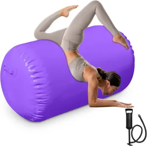 Air Roller Gymnastics Barrel Back Handspring Trainer Air Barrel Gymnastics Air Tumbling Mat for Tumbling Cheerleading Training Yoga Gym with Manual Air Pump Backhandspring