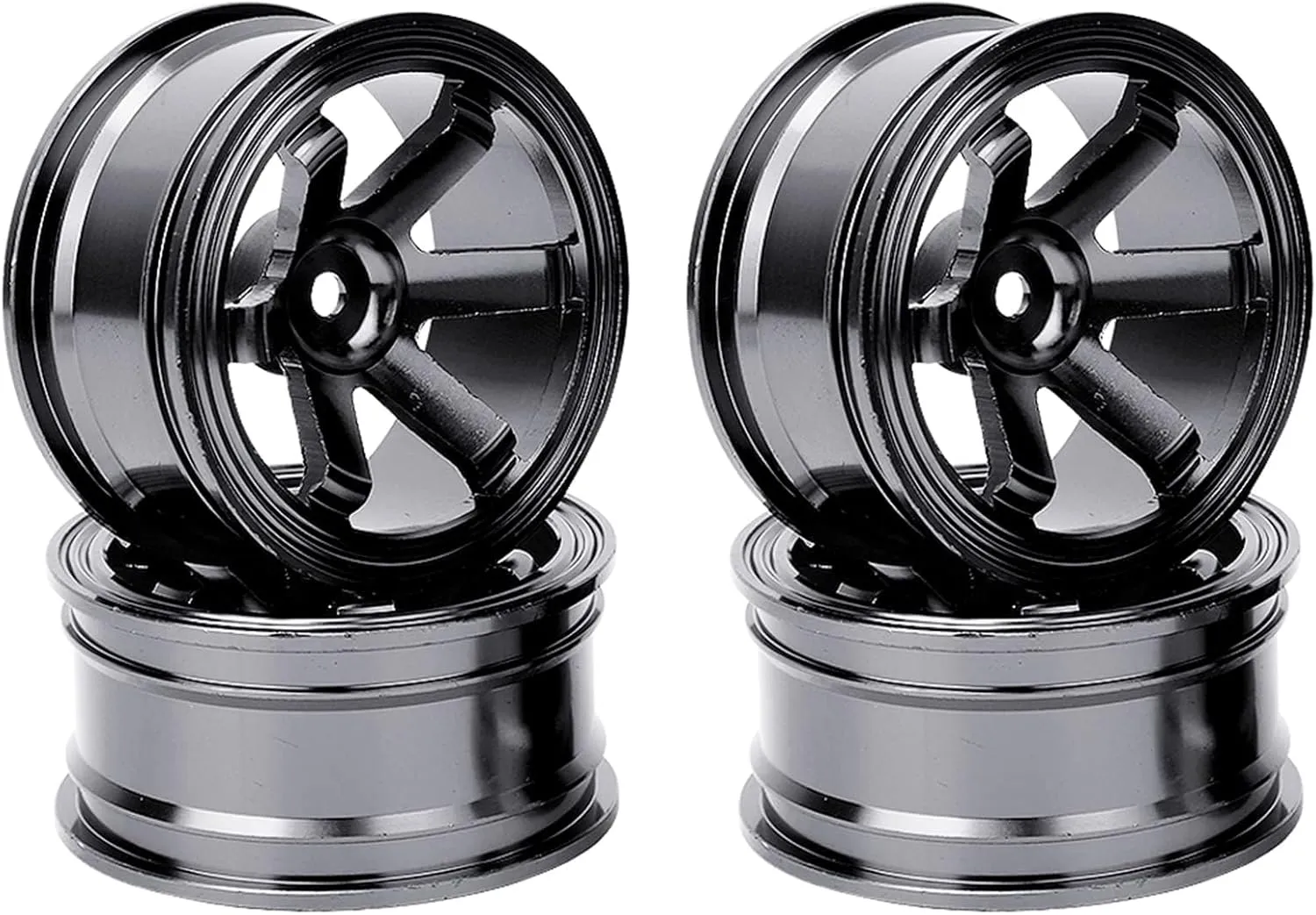 Aluminum Wheel Rims 12mm Hex Hub Width 26mm Wheel Rim Metal Wheel Rims Hex Hubs RC 1/10 On-Road Racing Touring Wheel Rim Car & Drift Car (Black)