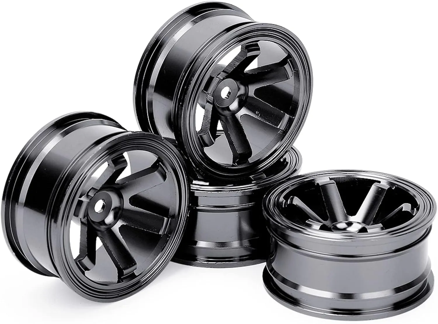 Aluminum Wheel Rims 12mm Hex Hub Width 26mm Wheel Rim Metal Wheel Rims Hex Hubs RC 1/10 On-Road Racing Touring Wheel Rim Car & Drift Car (Black)