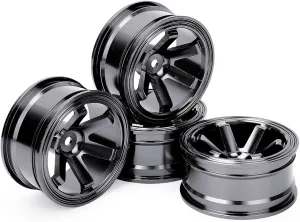 Aluminum Wheel Rims 12mm Hex Hub Width 26mm Wheel Rim Metal Wheel Rims Hex Hubs RC 1/10 On-Road Racing Touring Wheel Rim Car & Drift Car (Black)