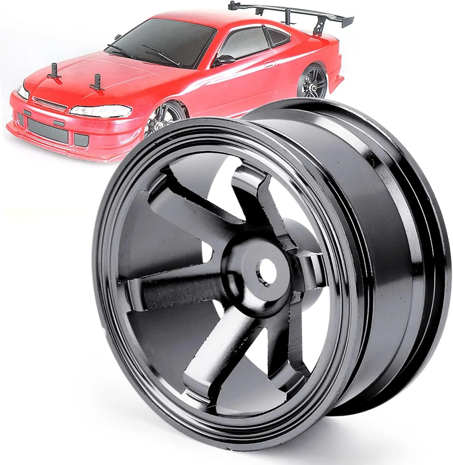 Aluminum Wheel Rims 12mm Hex Hub Width 26mm Wheel Rim Metal Wheel Rims Hex Hubs RC 1/10 On-Road Racing Touring Wheel Rim Car & Drift Car (Black)