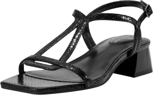 Bandolino Women's PRIMADON Heeled Sandal, Black Snake 001, 10