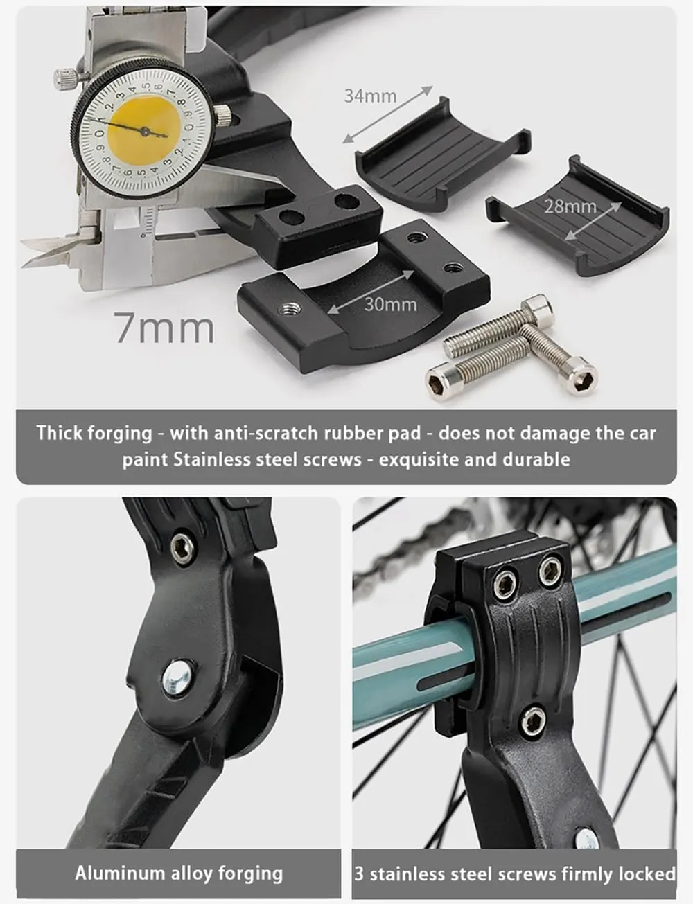 Bike Kickstand for Haibike AllMtn 6.0, Aluminum Adjustable Kickstand Foot Side Stand Suppor Rear Side Bicycle Stand with Non-Slip Rubber Foot,A