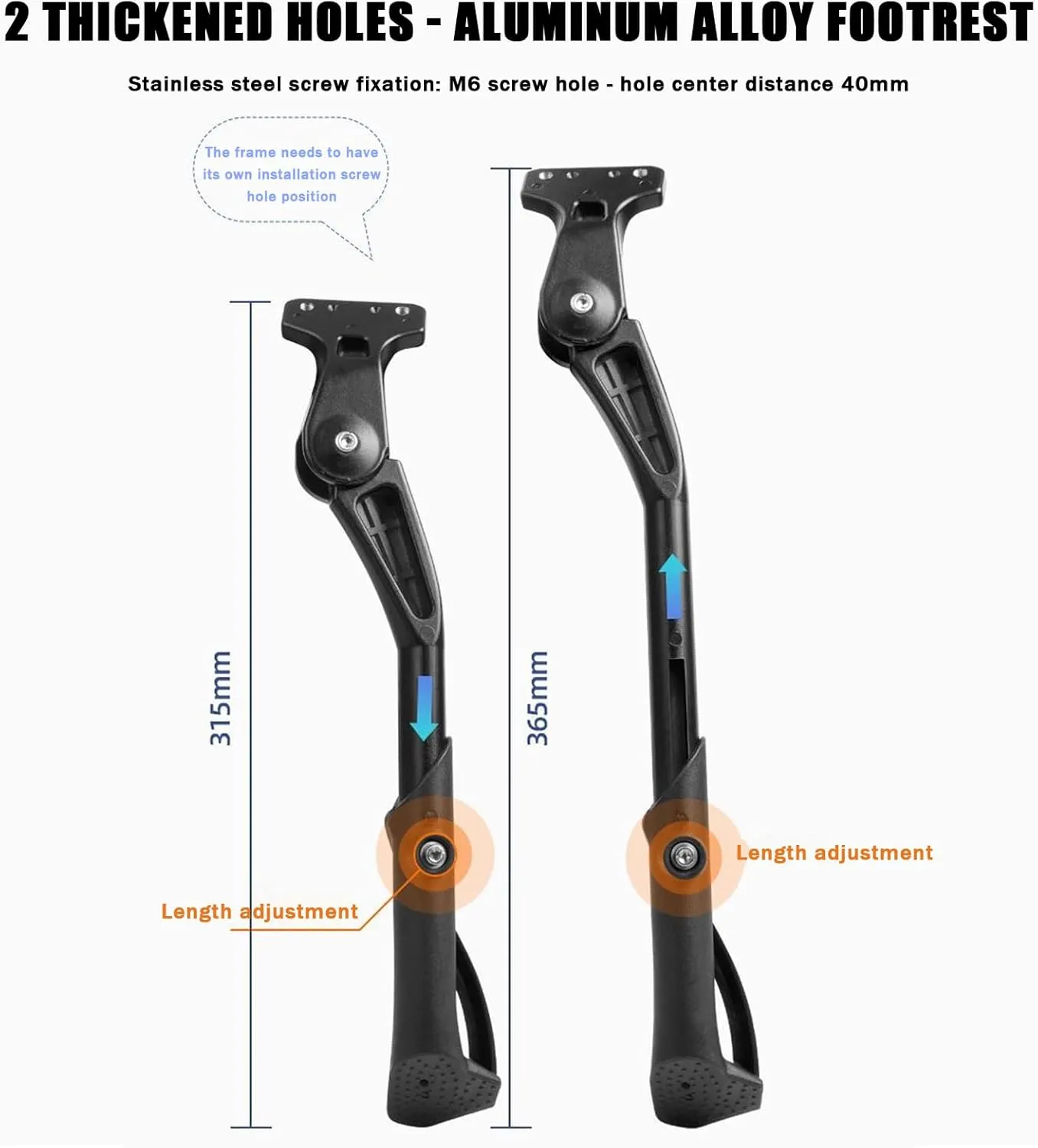 Bike Kickstand for Haibike XDURO AllMtn 10.0, Aluminum Adjustable Kickstand Foot Side Stand Suppor Rear Side Bicycle Stand with Non-Slip Rubber Foot,B