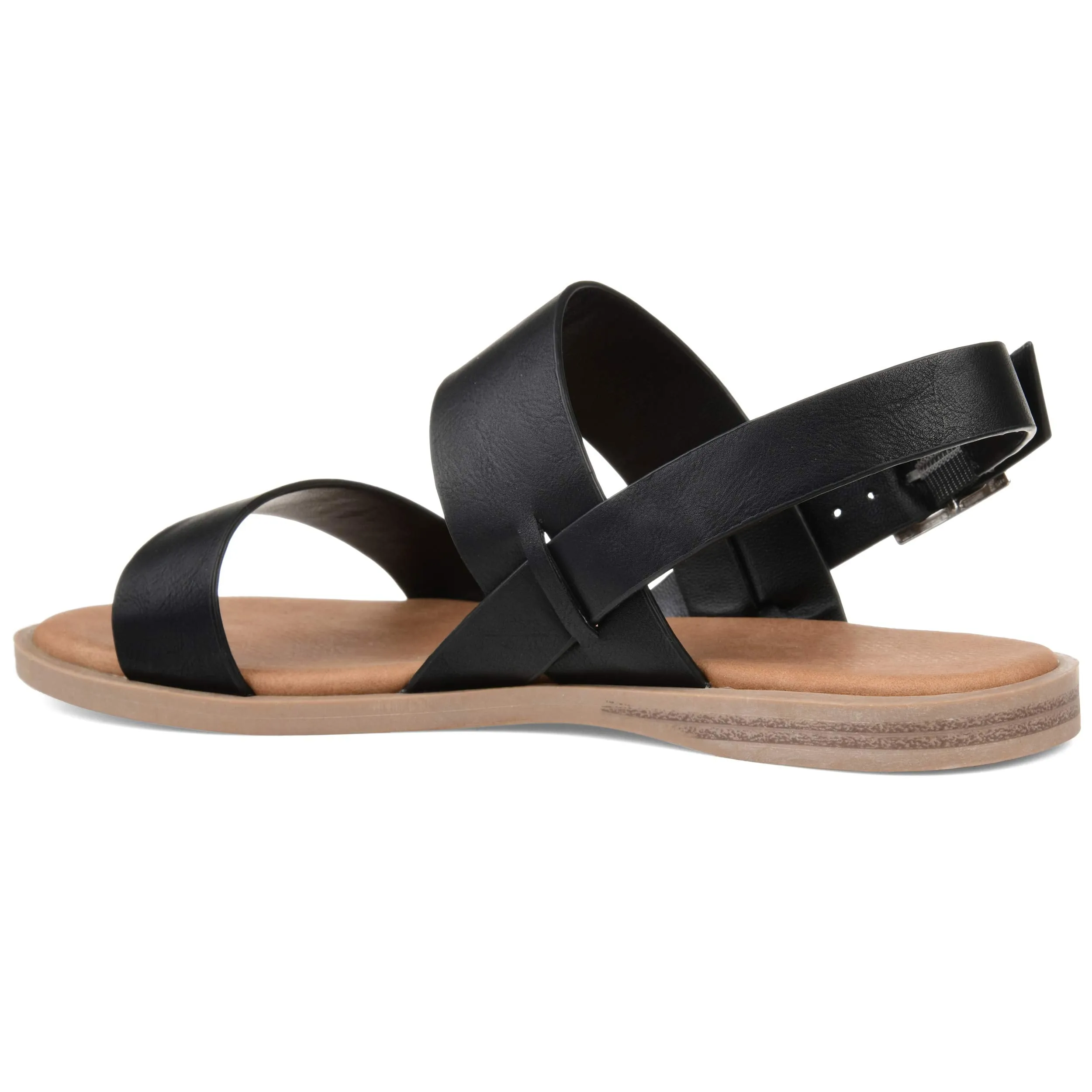 Brinley Co. Womens Dual Strap Open-toe Sandal Black, 5.5 Regular US