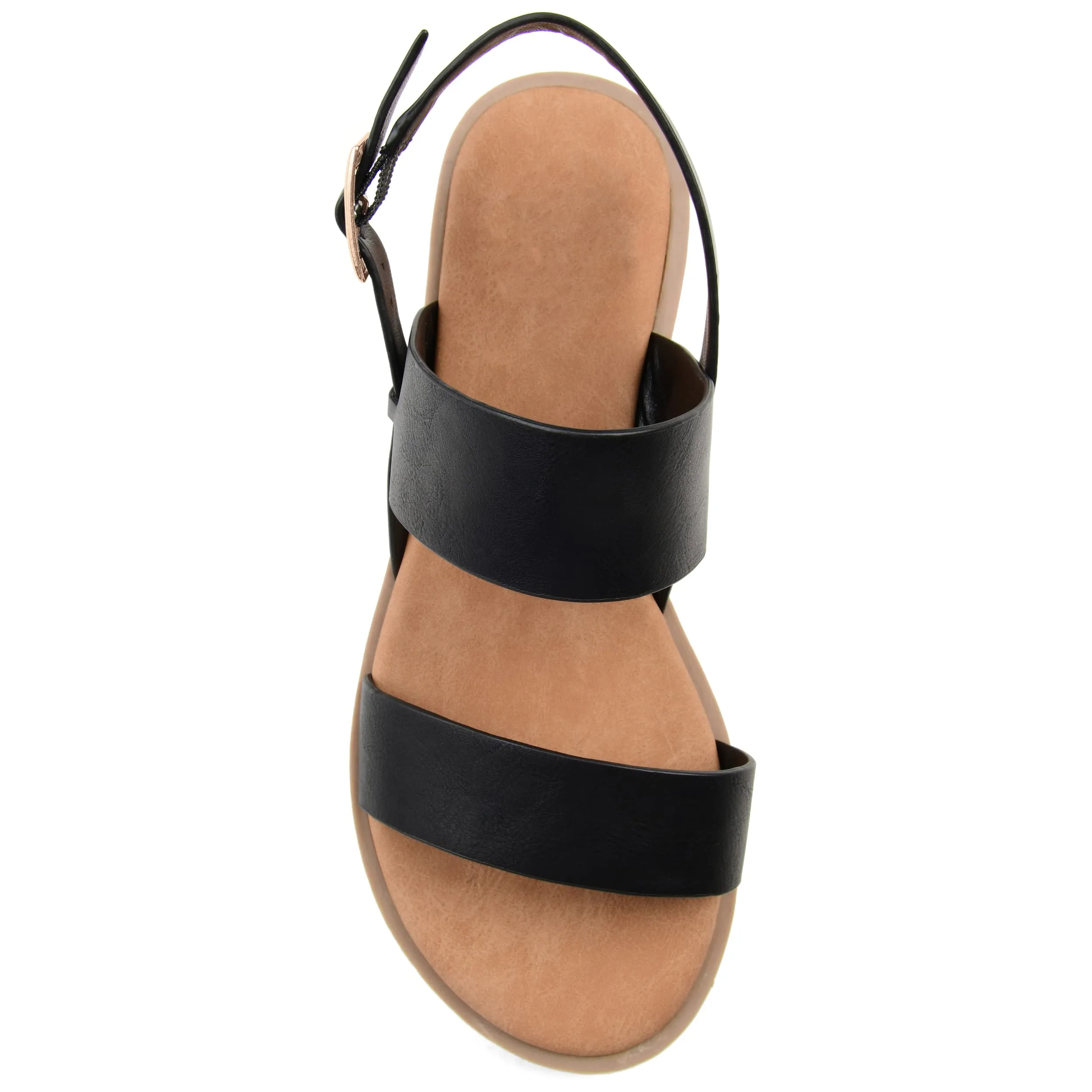 Brinley Co. Womens Dual Strap Open-toe Sandal Black, 5.5 Regular US