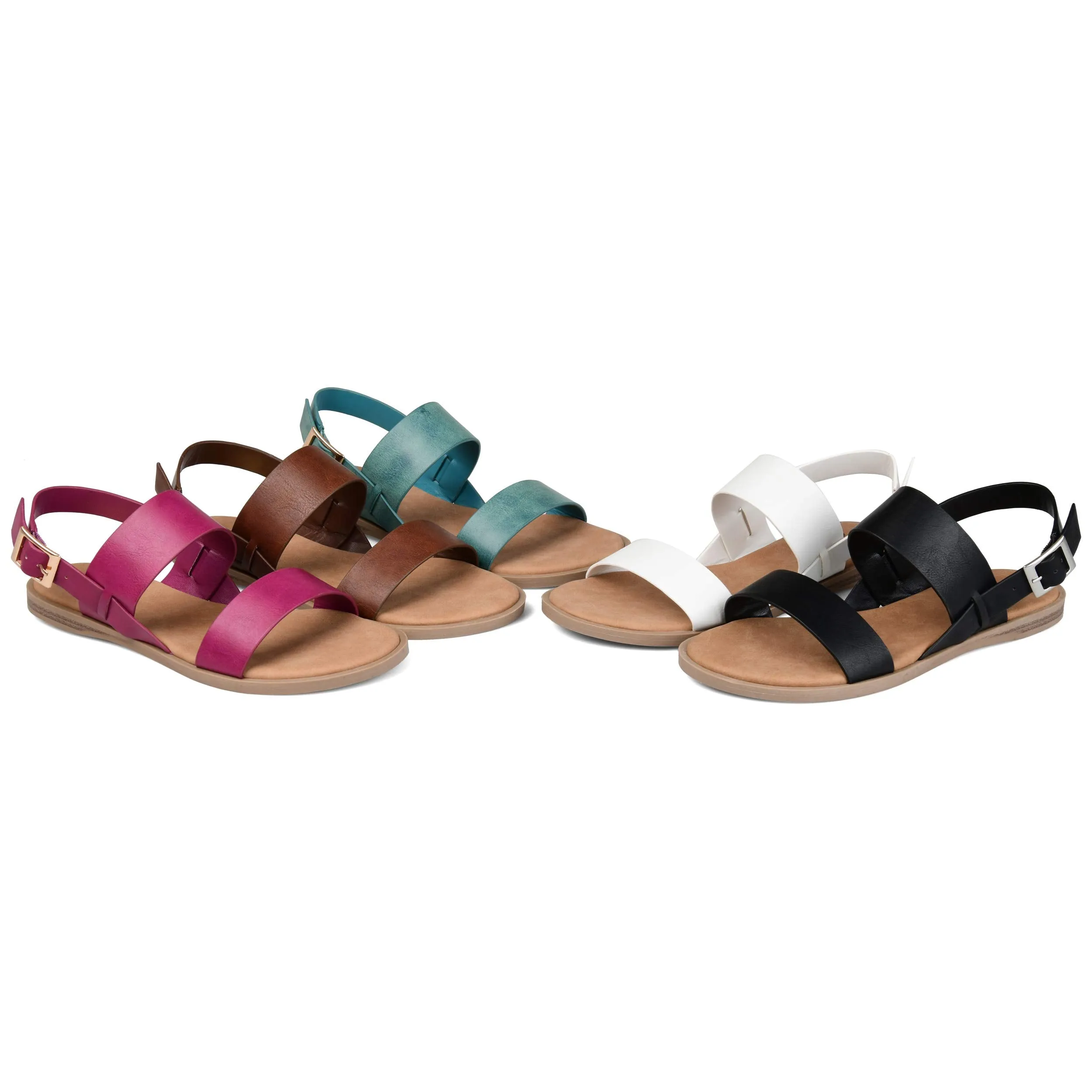 Brinley Co. Womens Dual Strap Open-toe Sandal Black, 5.5 Regular US