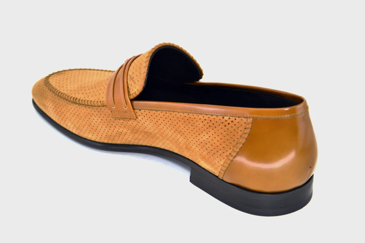 C132- 3417HS- Perforated suede- Tan