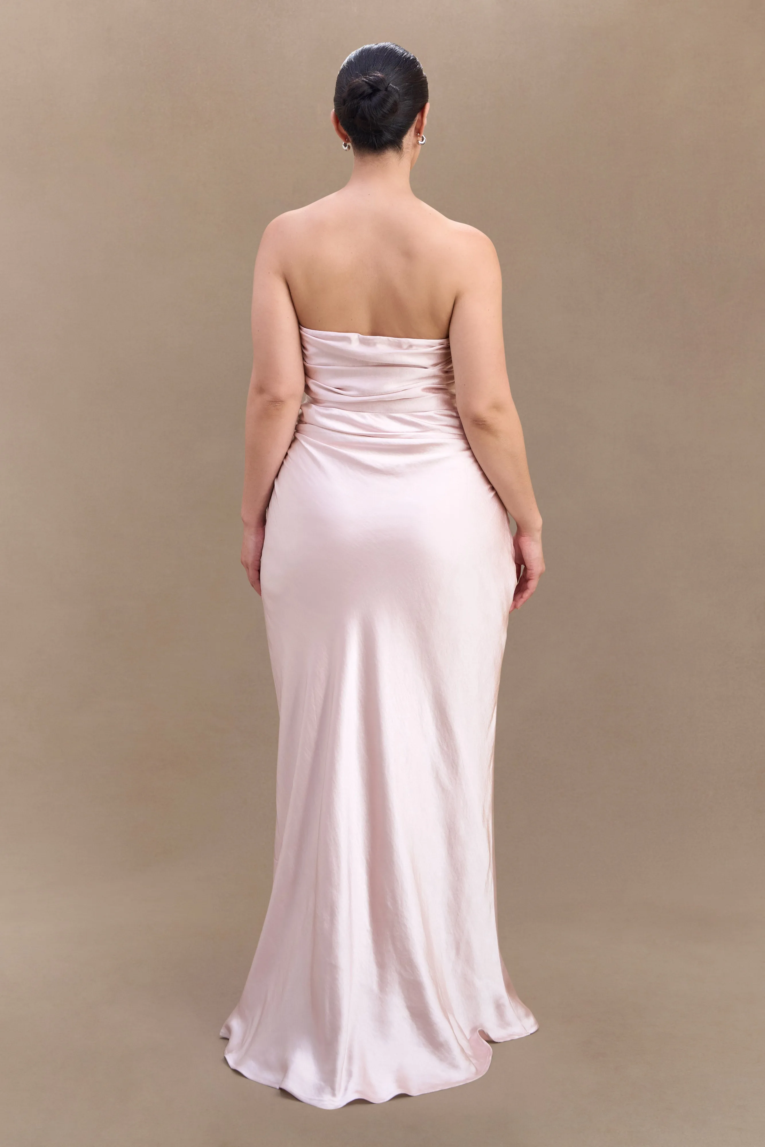 Cedar Strapless Satin Maxi Dress - Soft Pink