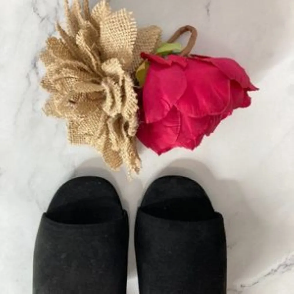 Charles David Black Suede Open Toe Pumps 7M