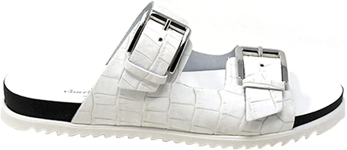 CHARLES DAVID Lonnie Women's Faux Leather Footbed Sandals White Size 38