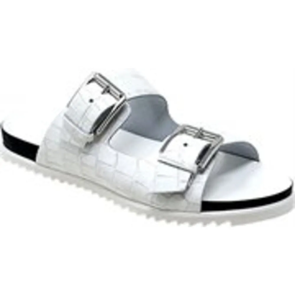 CHARLES DAVID Lonnie Women's Faux Leather Footbed Sandals White Size 38