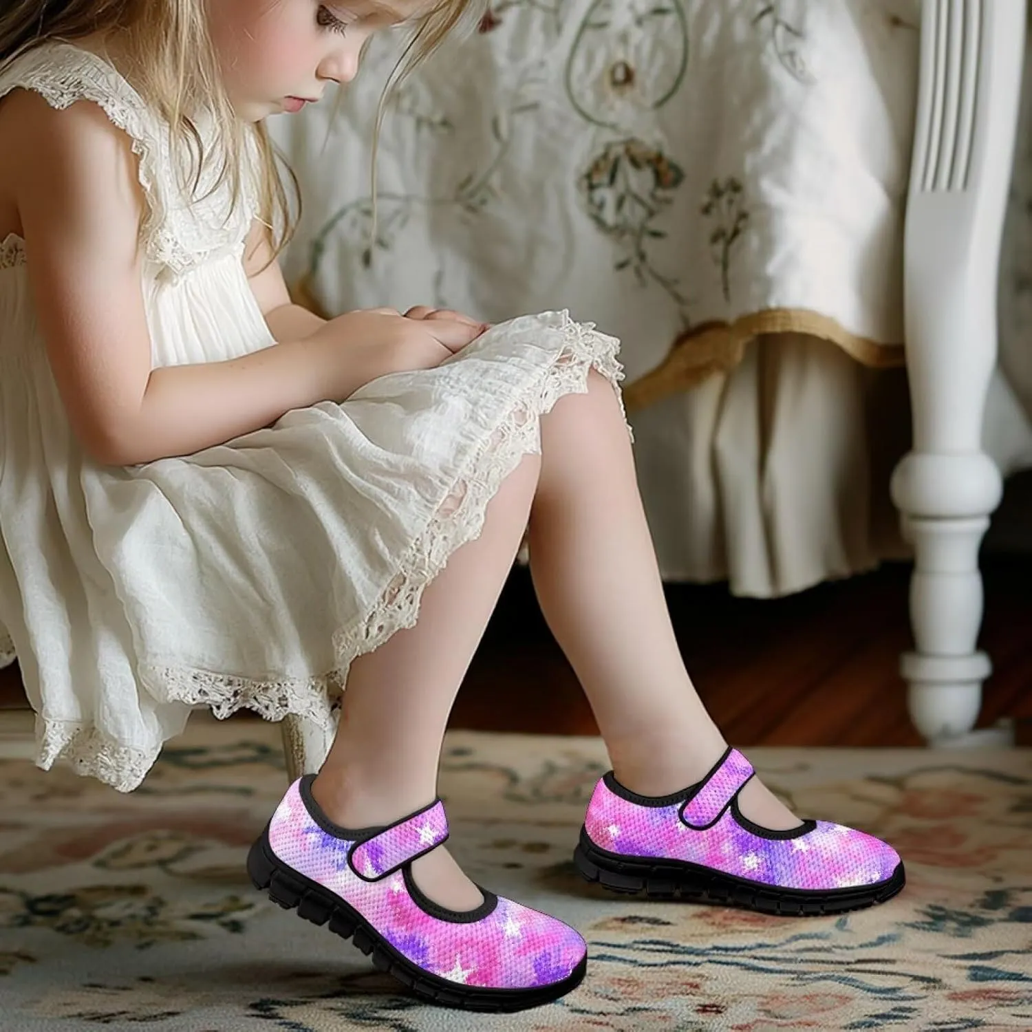 Comfortable Slip-On Sneaker for Girls,Girls'Mary Jane Shoes for Party,Cartoon Walking Flat Shoes for Daily Wear