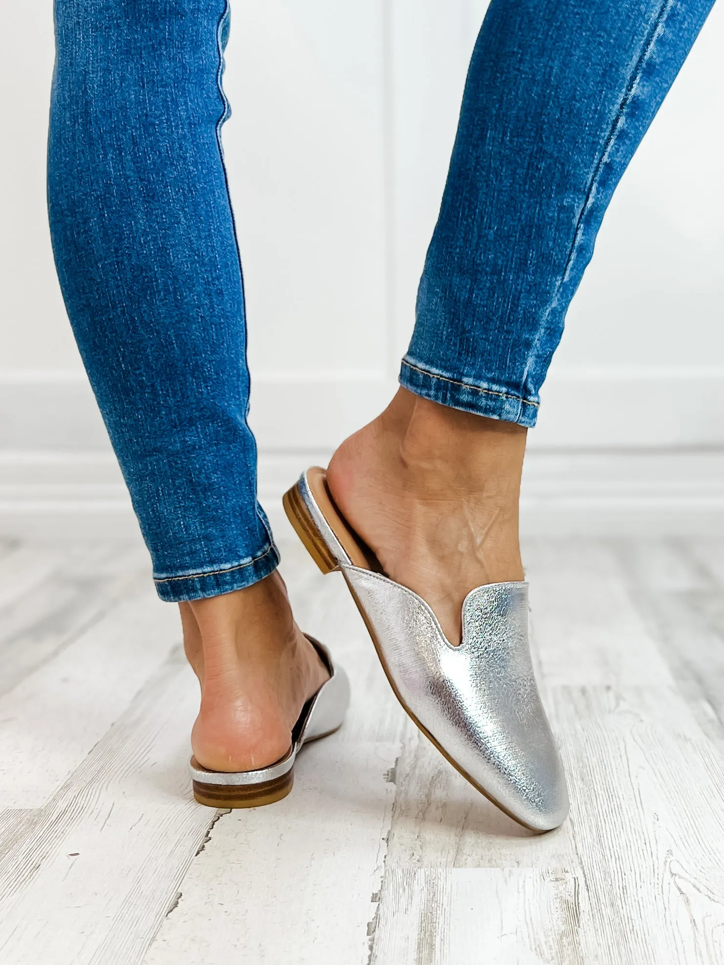 Corkys Spotlight Slip On Mule Shoes in Silver
