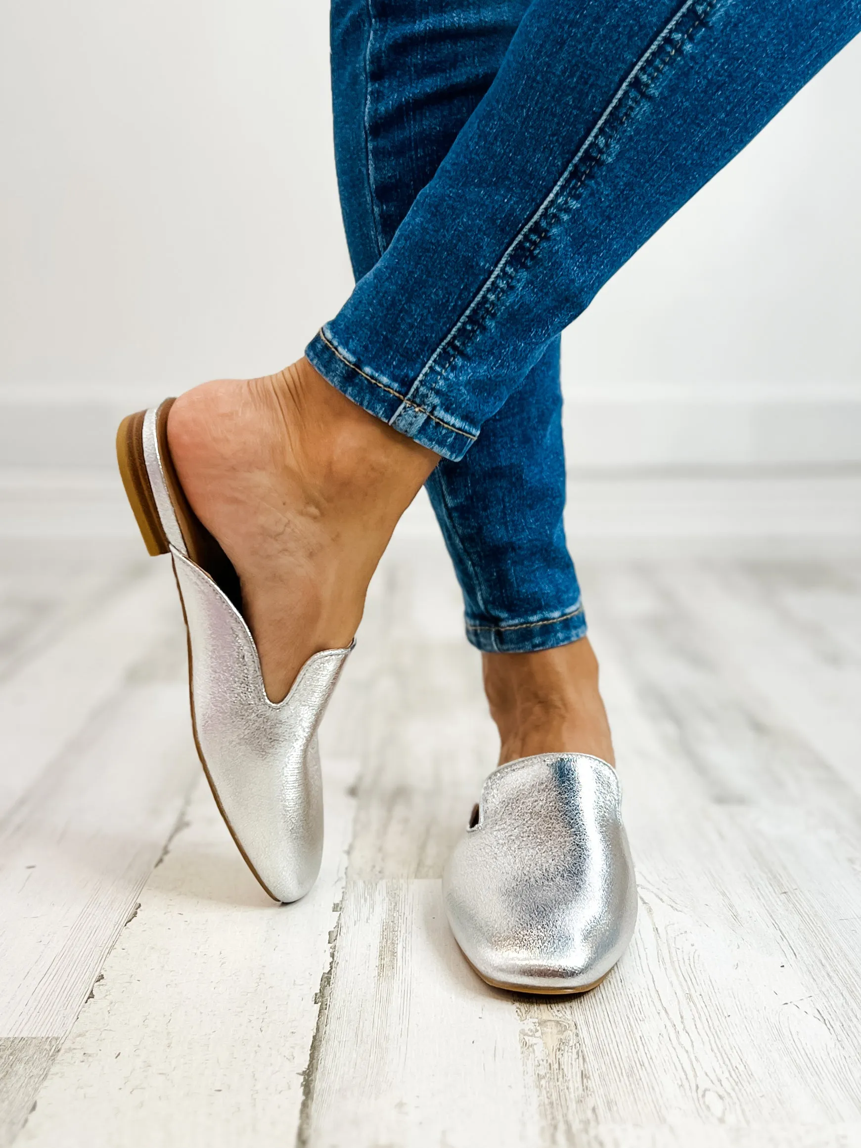 Corkys Spotlight Slip On Mule Shoes in Silver