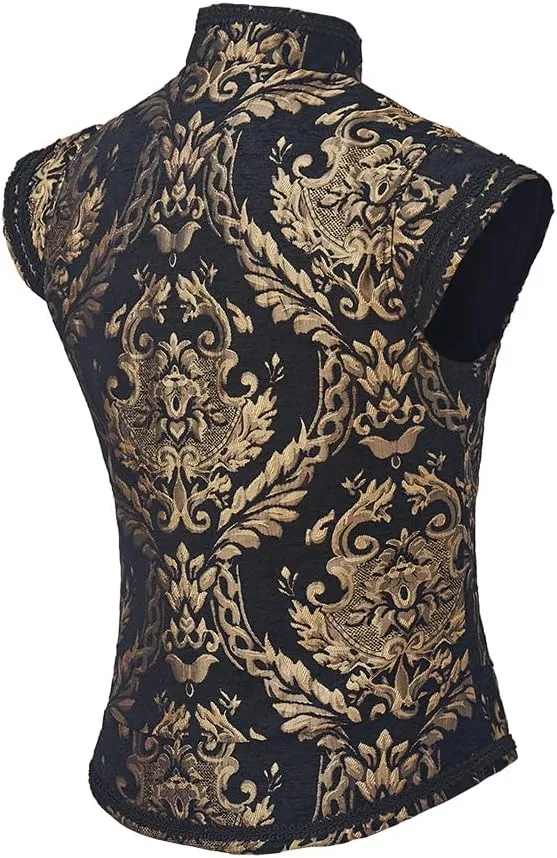 CosplayDiy Mens Tudor Vest Victorian Suit Vest Tudor Jerkin Gothic Steampunk Waistcoat