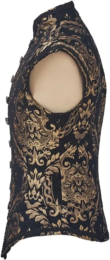 CosplayDiy Mens Tudor Vest Victorian Suit Vest Tudor Jerkin Gothic Steampunk Waistcoat