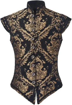 CosplayDiy Mens Tudor Vest Victorian Suit Vest Tudor Jerkin Gothic Steampunk Waistcoat