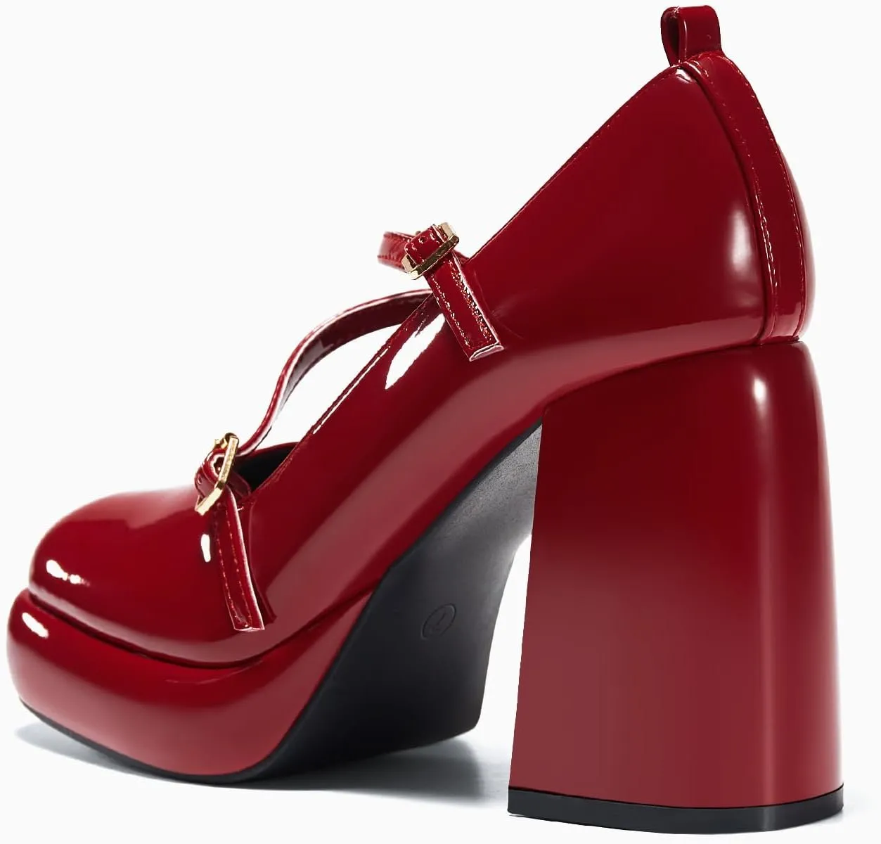 Coutgo Womens Mary Jane Heels Chunky Platform Loafer Shoes Block Heel Closed Square Toe Pumps Cross Strap High Heel Dress Shoes