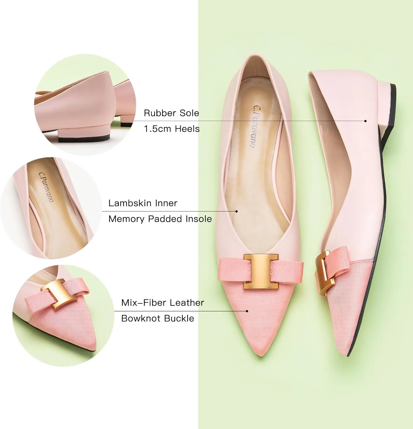 C.Paravano Women’s Flats I Flat for Women Leather I Pointed Toe Flats I Ballet Flats for Women I Slip on Dressy Flats