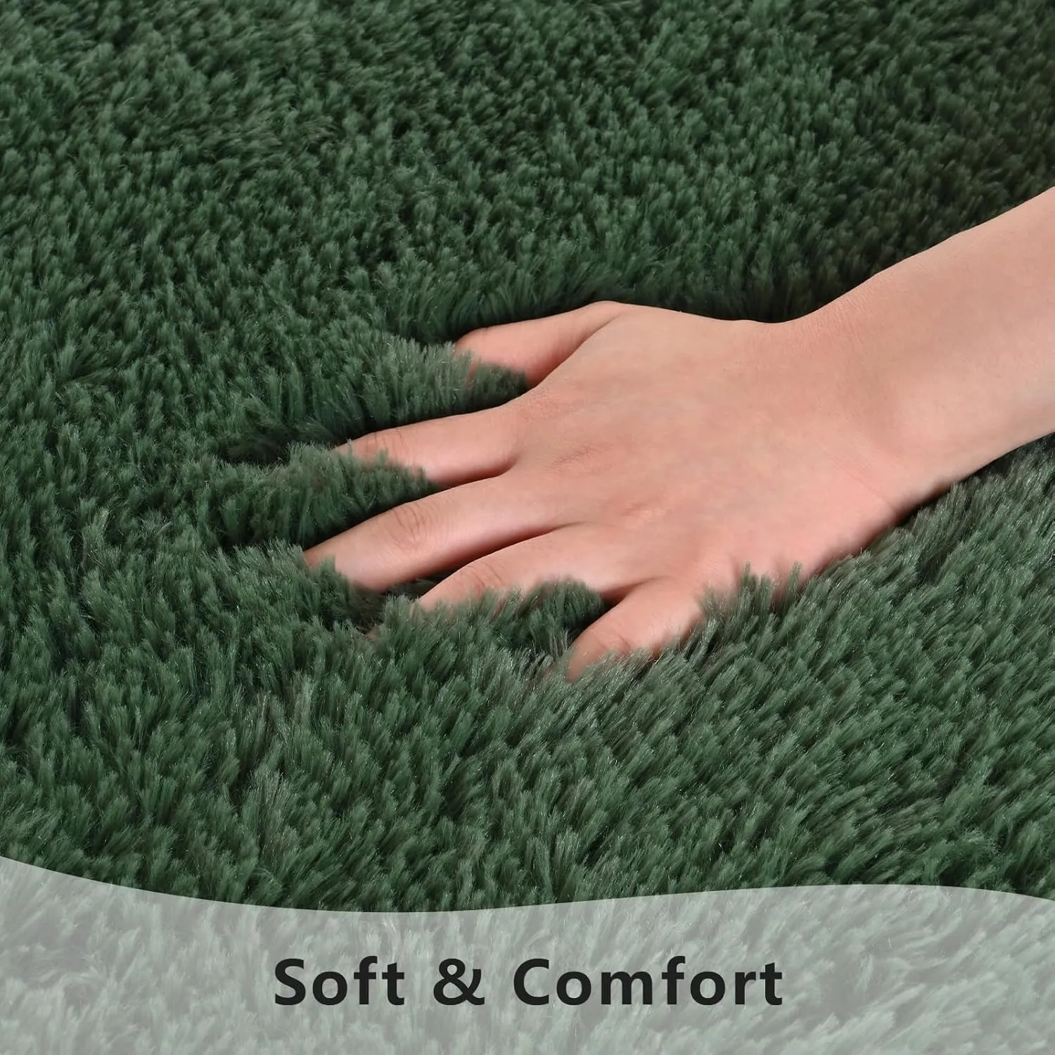 Deep Green Runner Area Rugs for Bedroom Living Room, 2x4 Feet Fluffy Bedside Rugs, Soft Shaggy Carpet Rug for Kids Room Nursery, Furry Rugs for Girls Boys Dorm Room Home Decor