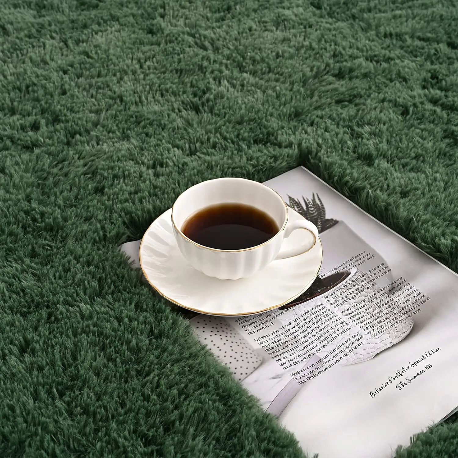Deep Green Runner Area Rugs for Bedroom Living Room, 2x4 Feet Fluffy Bedside Rugs, Soft Shaggy Carpet Rug for Kids Room Nursery, Furry Rugs for Girls Boys Dorm Room Home Decor