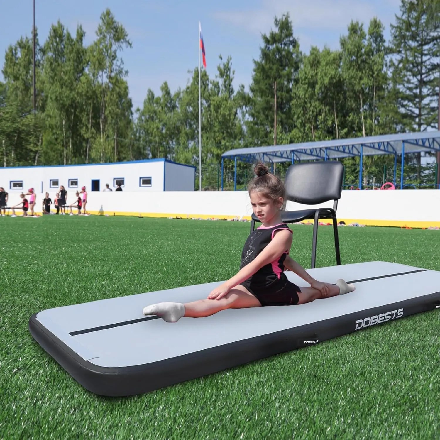DOBESTS Inflatable Gymnastics Mat Air Track Tumbling Mats 6.6ft 10ft 13ft 16ft 20ft 4/8 Inch Thick Air Mat Tumble Track Air Barrel Gymnastics Roller Back Handspring Trainer