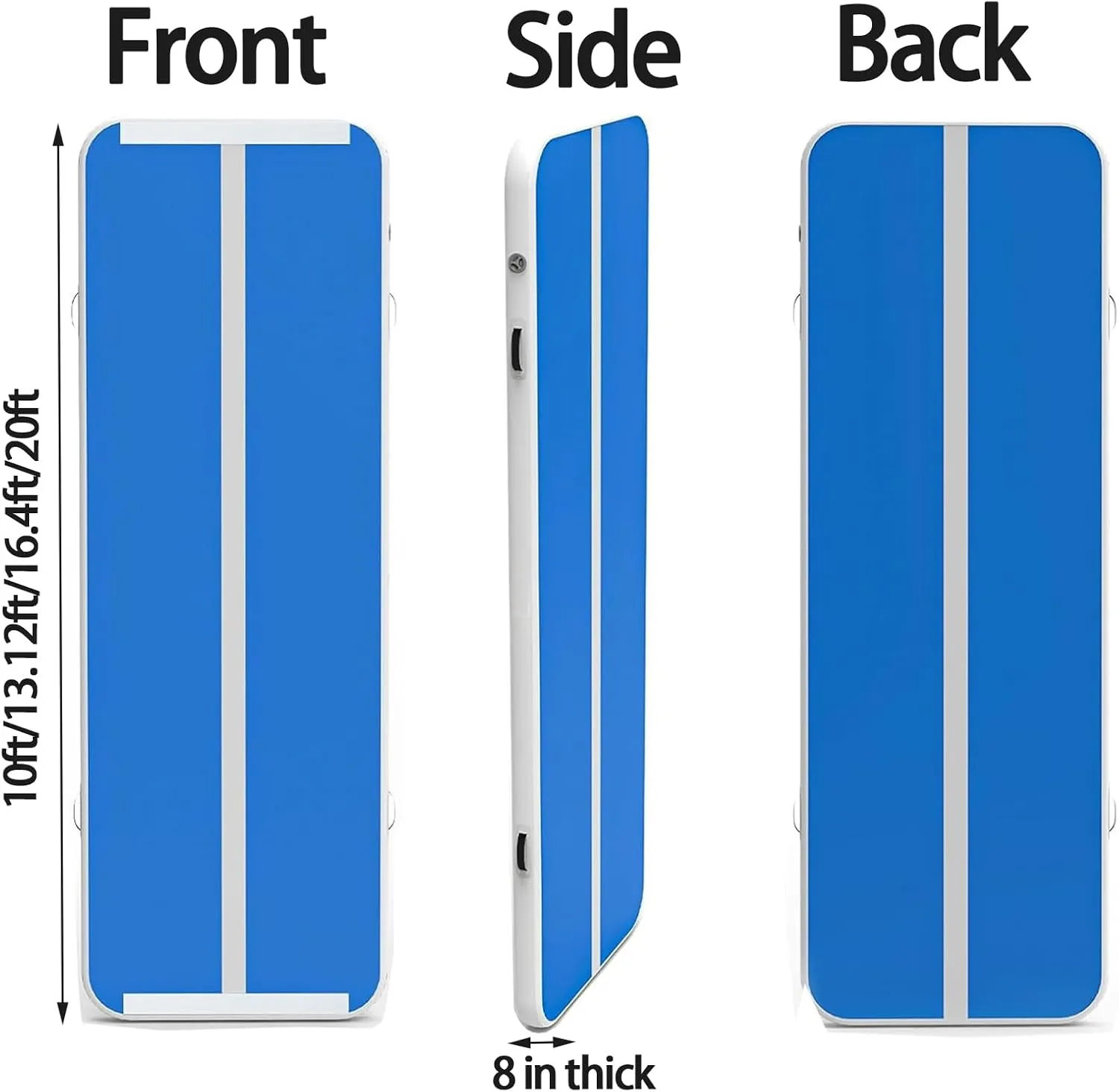 DOBESTS Inflatable Gymnastics Mat Air Track Tumbling Mats 6.6ft 10ft 13ft 16ft 20ft 4/8 Inch Thick Air Mat Tumble Track Air Barrel Gymnastics Roller Back Handspring Trainer