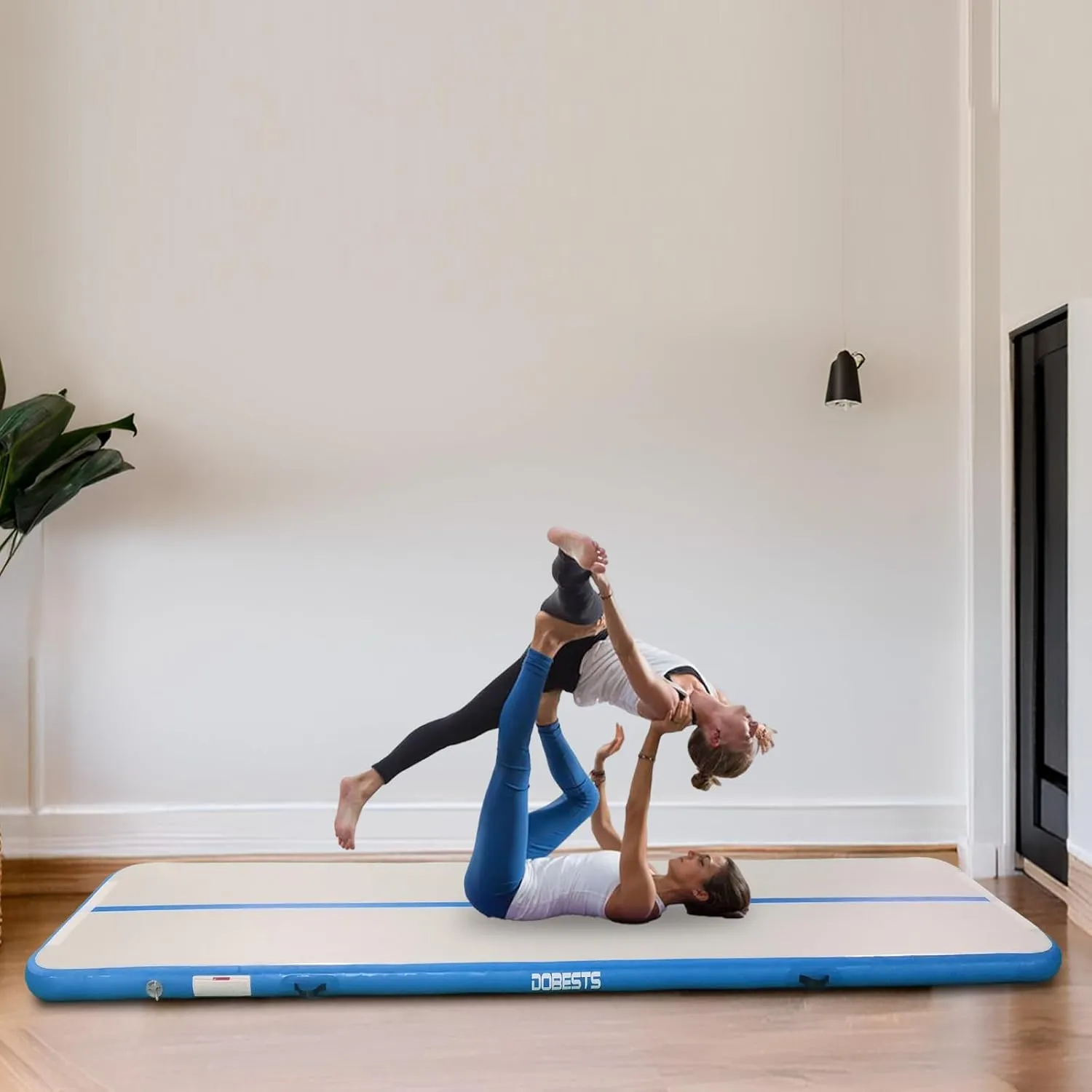 DOBESTS Inflatable Gymnastics Mat Air Track Tumbling Mats 6.6ft 10ft 13ft 16ft 20ft 4/8 Inch Thick Air Mat Tumble Track Air Barrel Gymnastics Roller Back Handspring Trainer
