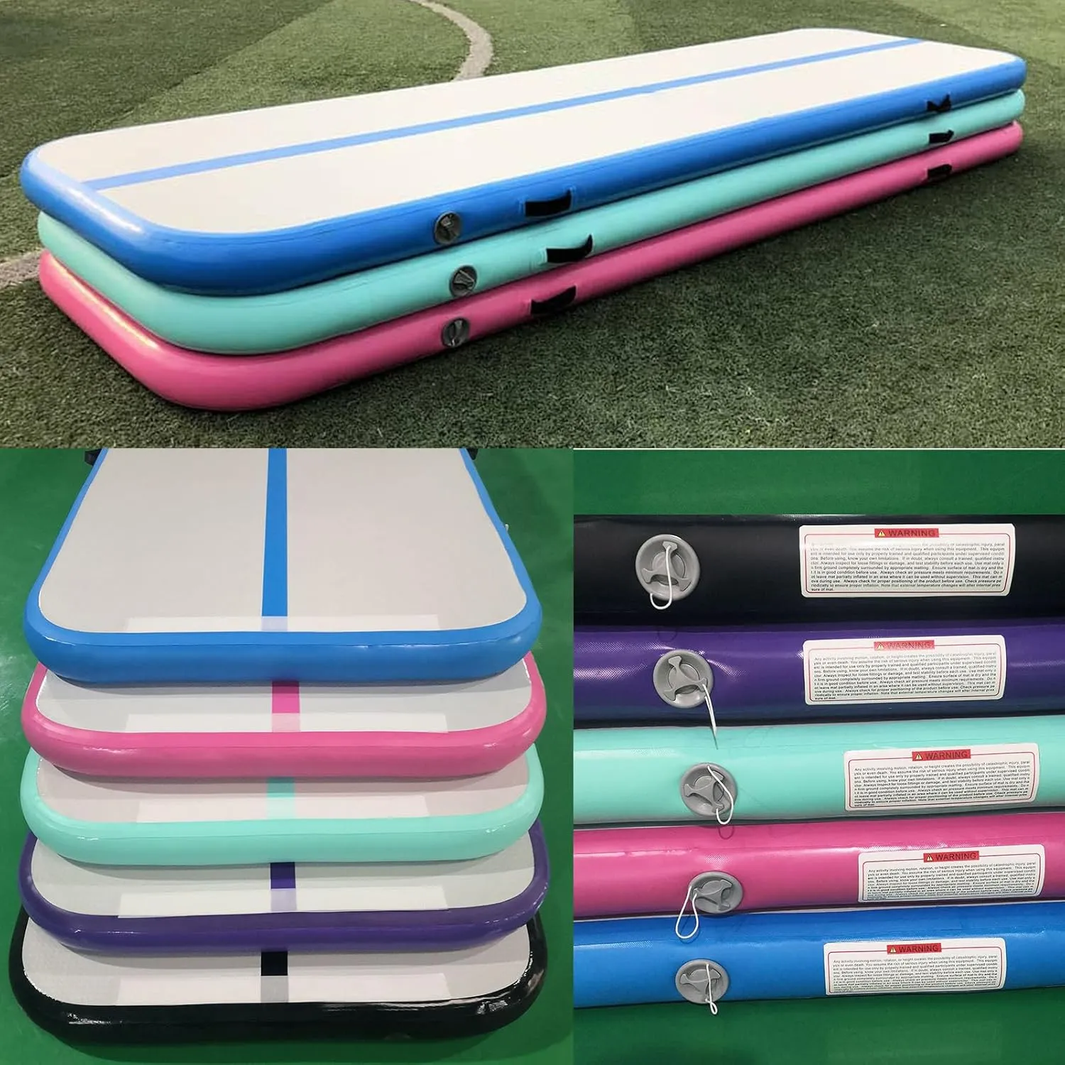 DOBESTS Inflatable Gymnastics Mat Air Track Tumbling Mats 6.6ft 10ft 13ft 16ft 20ft 4/8 Inch Thick Air Mat Tumble Track Air Barrel Gymnastics Roller Back Handspring Trainer