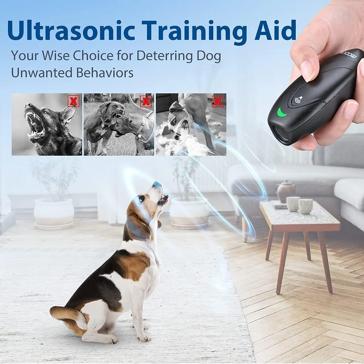 Dog Barking Control Devices 3 Modes Ultrasonic Dog Training and Anti-Barking Device Rechargeable Dog Barking Deterrent Devices,Alternative to Anti bark collar,Barking Silencer Indoor and Outdoor