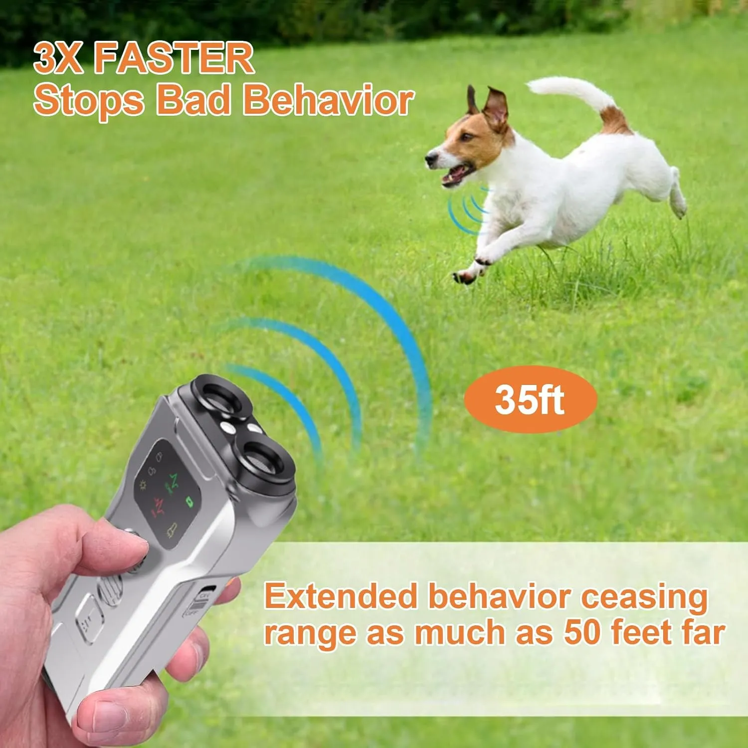 Dog Barks No More Dog Training Device, 5 in 1 Rechargable Ultrasonic Anti Barking Device 35FT with High Low Mode, Safe & Painless, Dog Bark Deterrent Devices Portable Bad Haviour Stopper