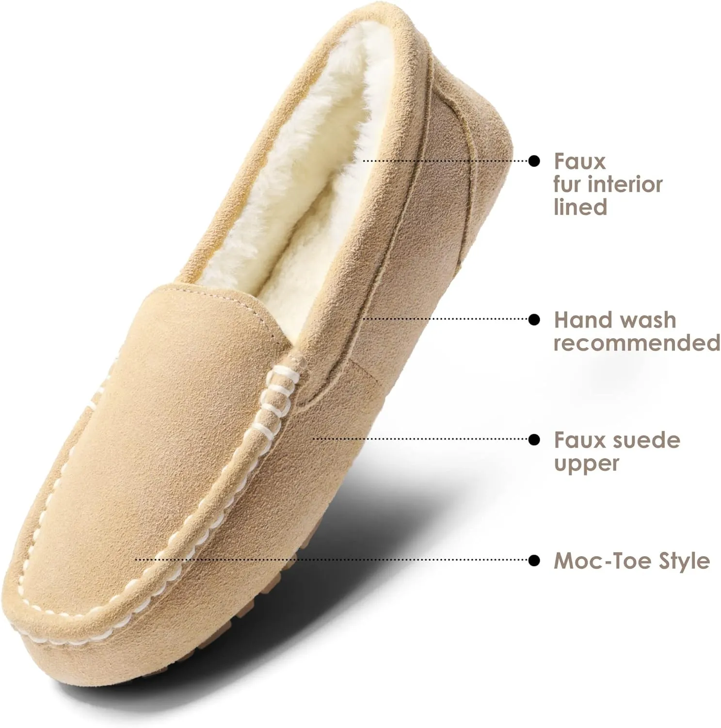 DREAM PAIRS Women's Fuzzy House Slippers Cozy Faux Fur Micro Suede Moccasins Slip on Loafer Shoes for Indoor and Outdoor