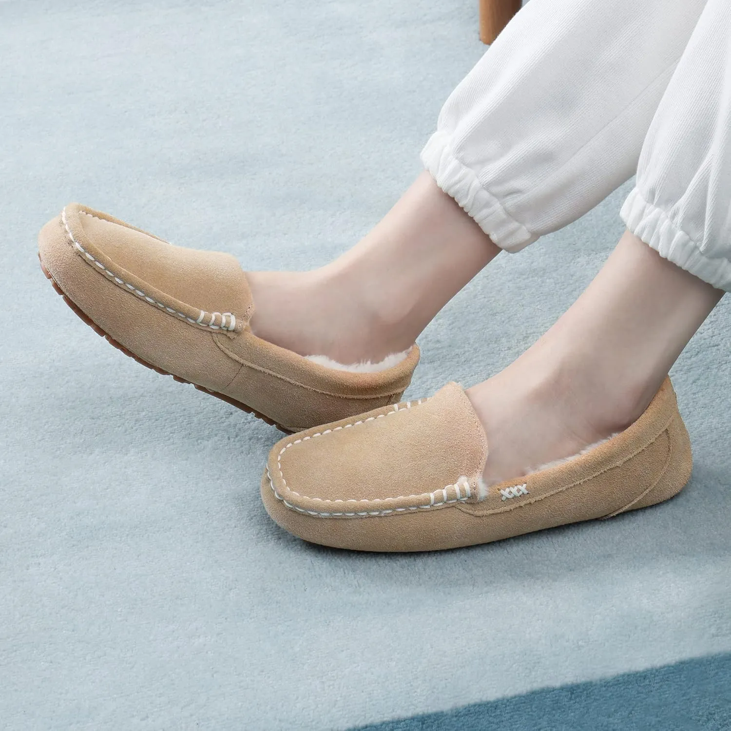DREAM PAIRS Women's Fuzzy House Slippers Cozy Faux Fur Micro Suede Moccasins Slip on Loafer Shoes for Indoor and Outdoor