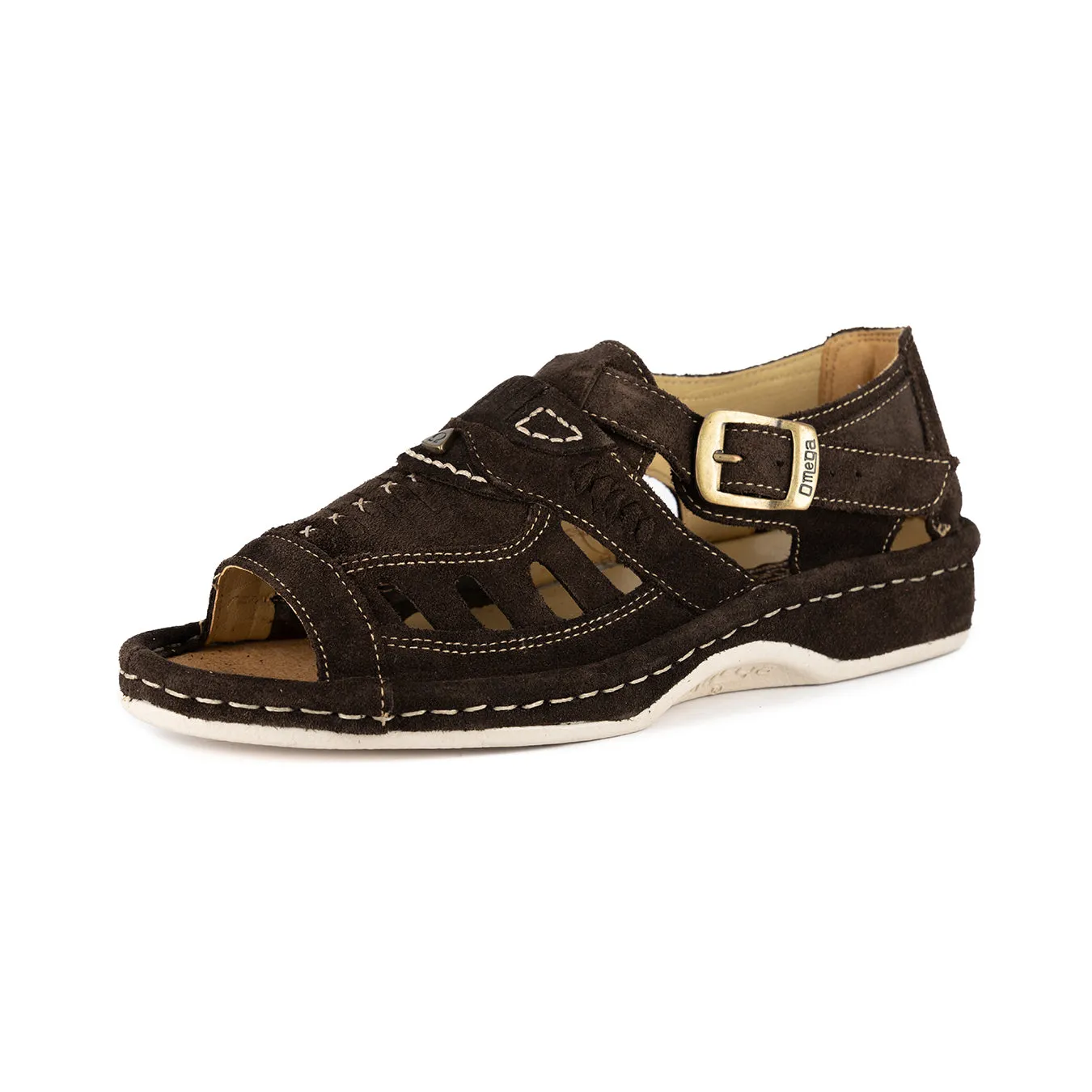 Duna : Leather Sandal in Choc Suede