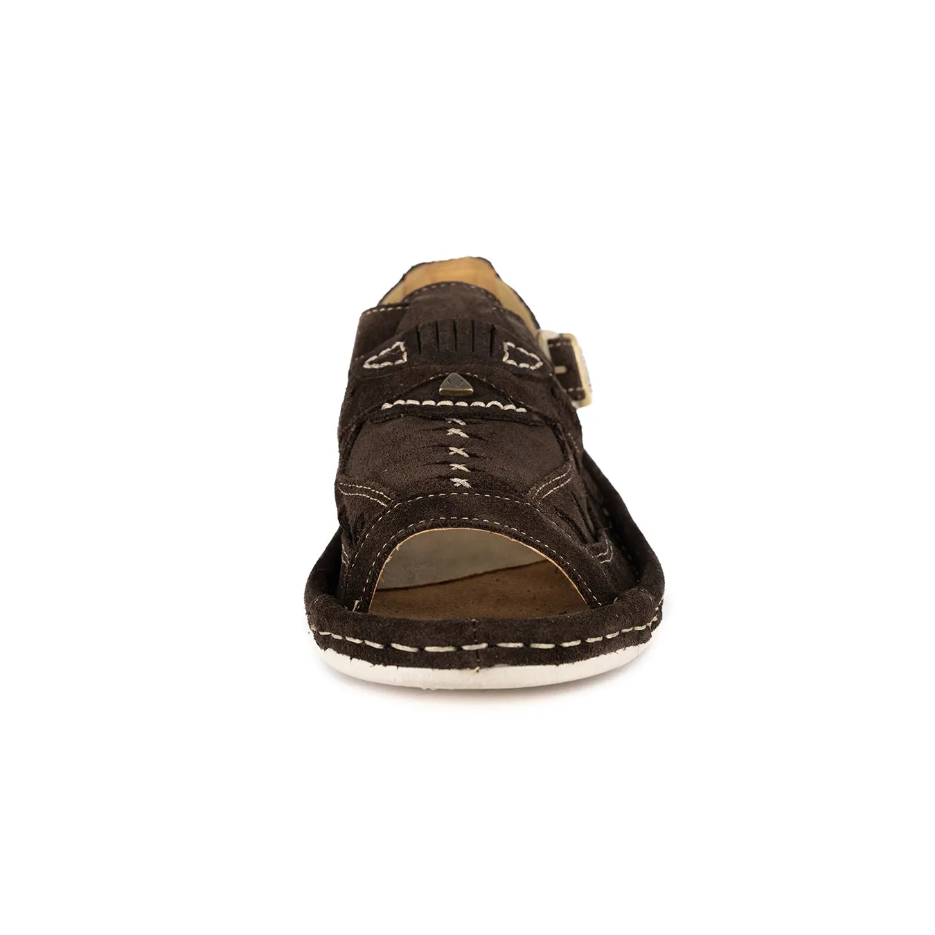 Duna : Leather Sandal in Choc Suede