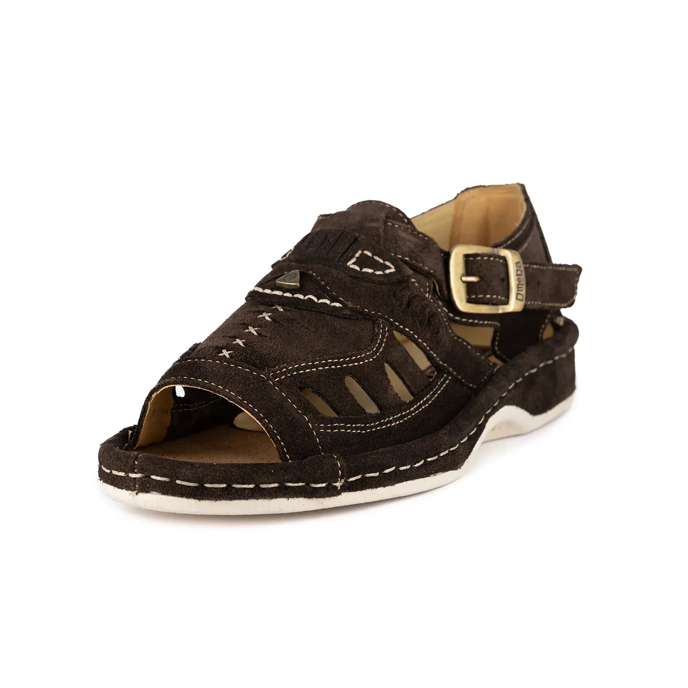 Duna : Leather Sandal in Choc Suede