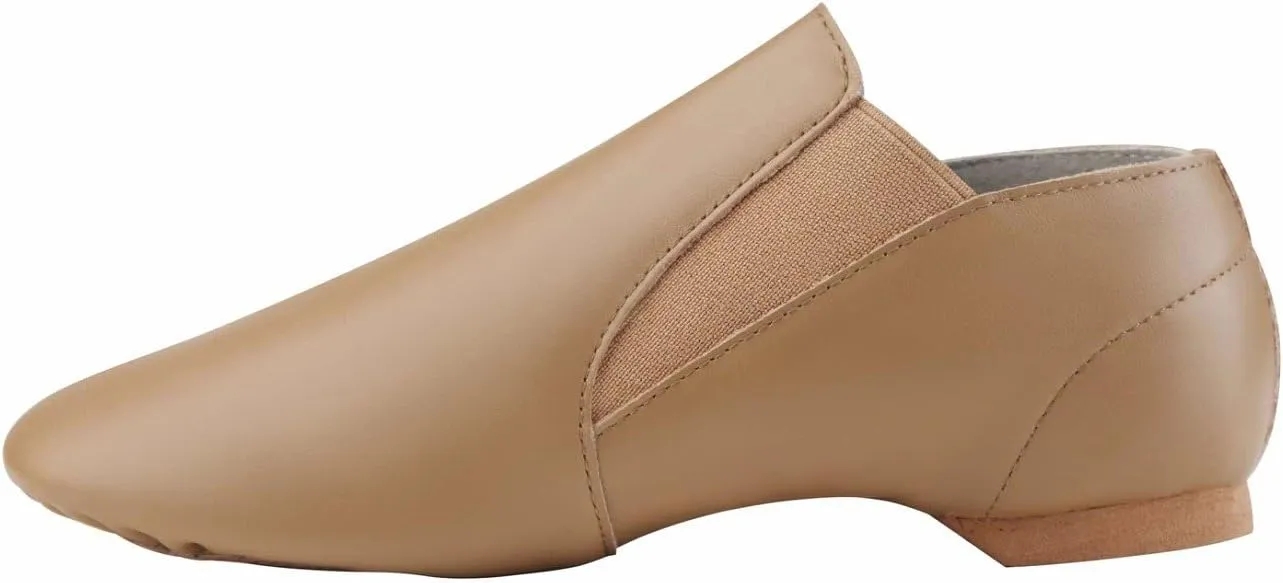 Dynadans Unisex Leather Upper Slip-on Jazz Shoe with Elastics for Women and Men's Dance Shoes