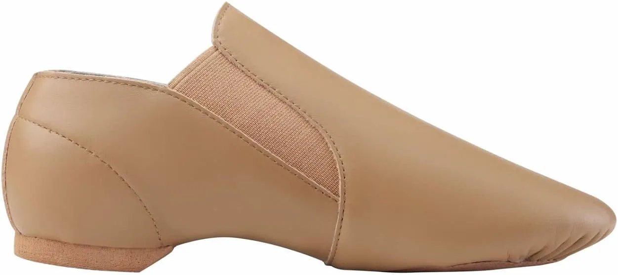 Dynadans Unisex Leather Upper Slip-on Jazz Shoe with Elastics for Women and Men's Dance Shoes