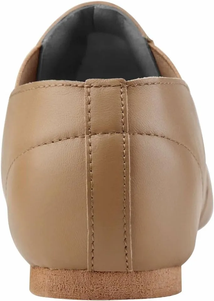 Dynadans Unisex Leather Upper Slip-on Jazz Shoe with Elastics for Women and Men's Dance Shoes