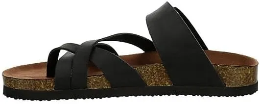 Eden - Women's Casual Flat Strappy Slip-On Cork Footbed Sandals