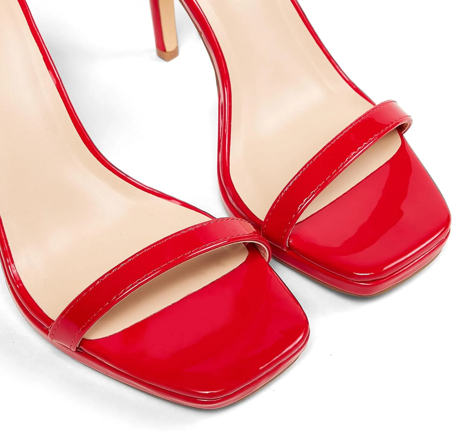 Elisabet Tang Women's 4.3 Inch Platform High Heeled Sandals Strappy Stiletto Open Square Toe Heel with Ankle Strap at Wedding Party Prom Work Dating