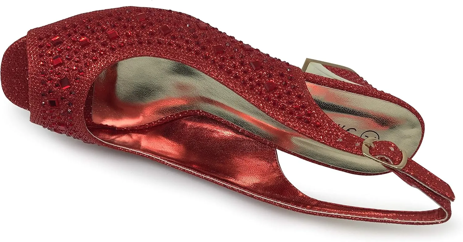Enzo Romeo Lime01 Womens Open Toe Low Heel Wedding Rhinestone Wedge Sandal Shoes