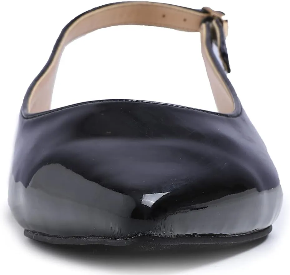 FEVERSOLE Pointed Toe Casual Slingback Flat Mules Women's Fashion Buckle Strap Slide Summer Slippers