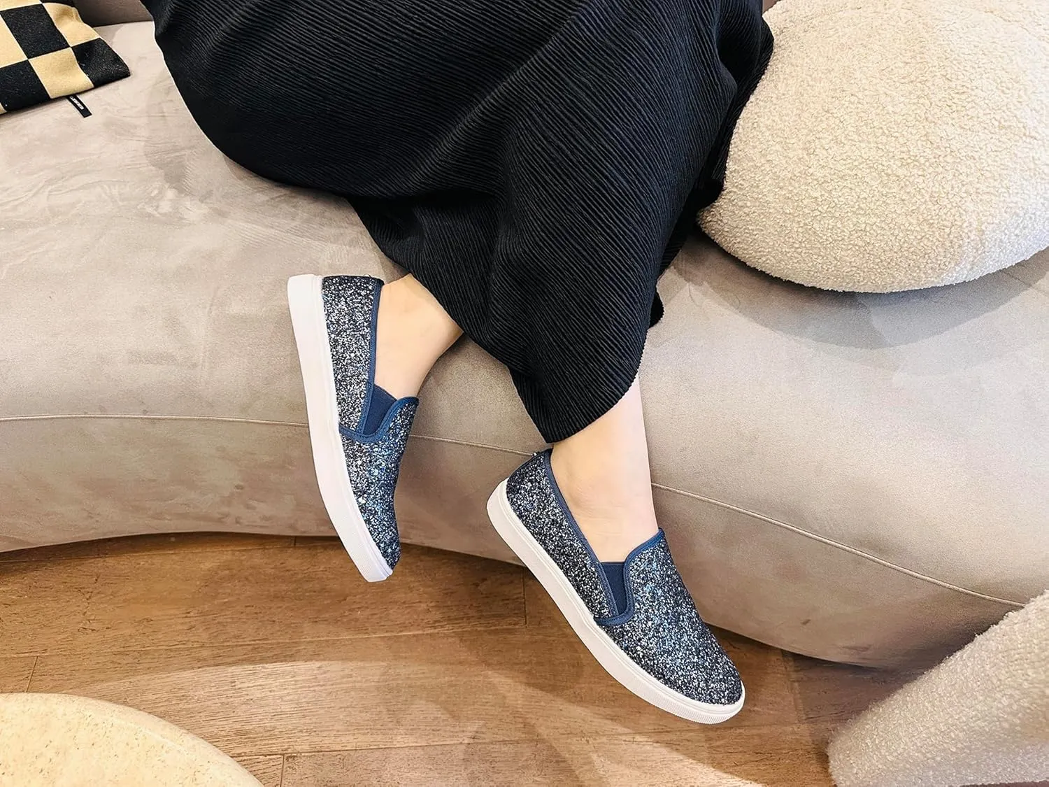 FEVERSOLE Women's Fashion Slip-On Sneaker Casual Flat Loafers