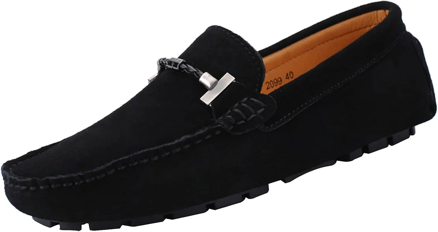 Flat Loafer for Men Suede Leather Slip-on Dress Driving Moccasins Casual Boat Shoes