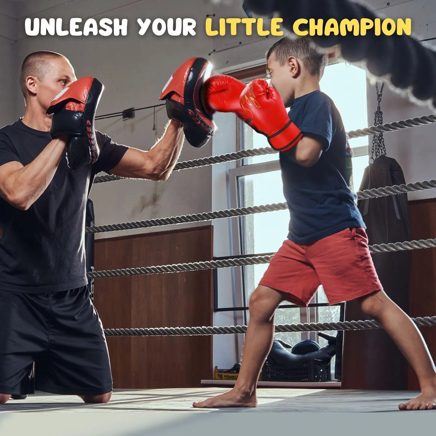 Flexzion Boxing Gloves for Kids 4oz – Training Punching Bag Mitts, Kid Boxing Gloves with Faux Leather & Wrap-Around Wrist Protection for Boys & Girls Ages 3-8 Years